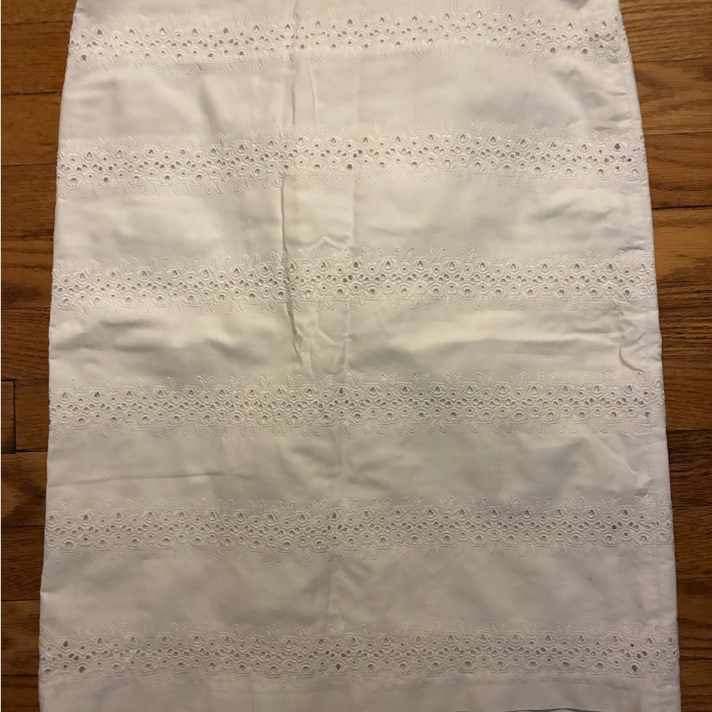 Talbots White Eyelet Midi Skirt
